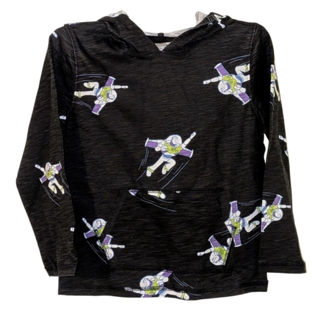 🍊5/$25 Spotted Zebra Pixar Kids Faded Black Buzz Shirt size 8